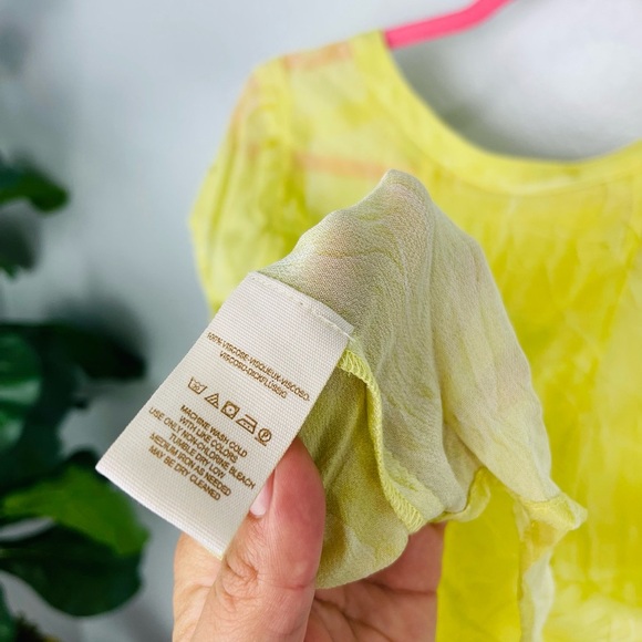 Free People Spellbound Collar Button Up Sheer open back Blouse in Golden Moss - Picture 6 of 6